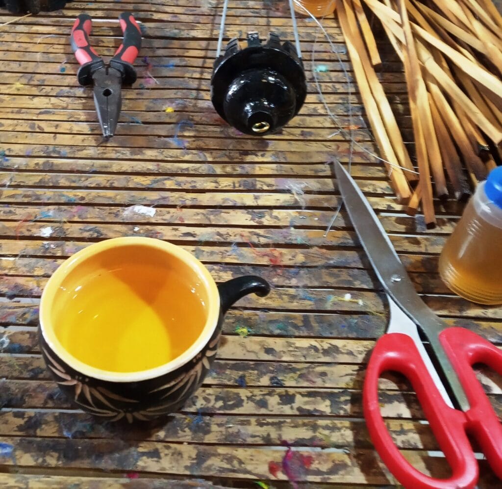 A cup of tea with lantern making equipment | Ummi Goes Where?