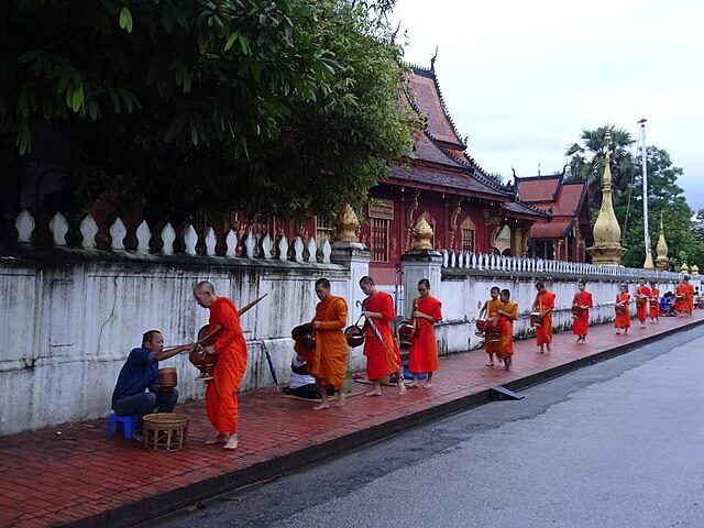 Alms giving ceremony in Luang Prabang